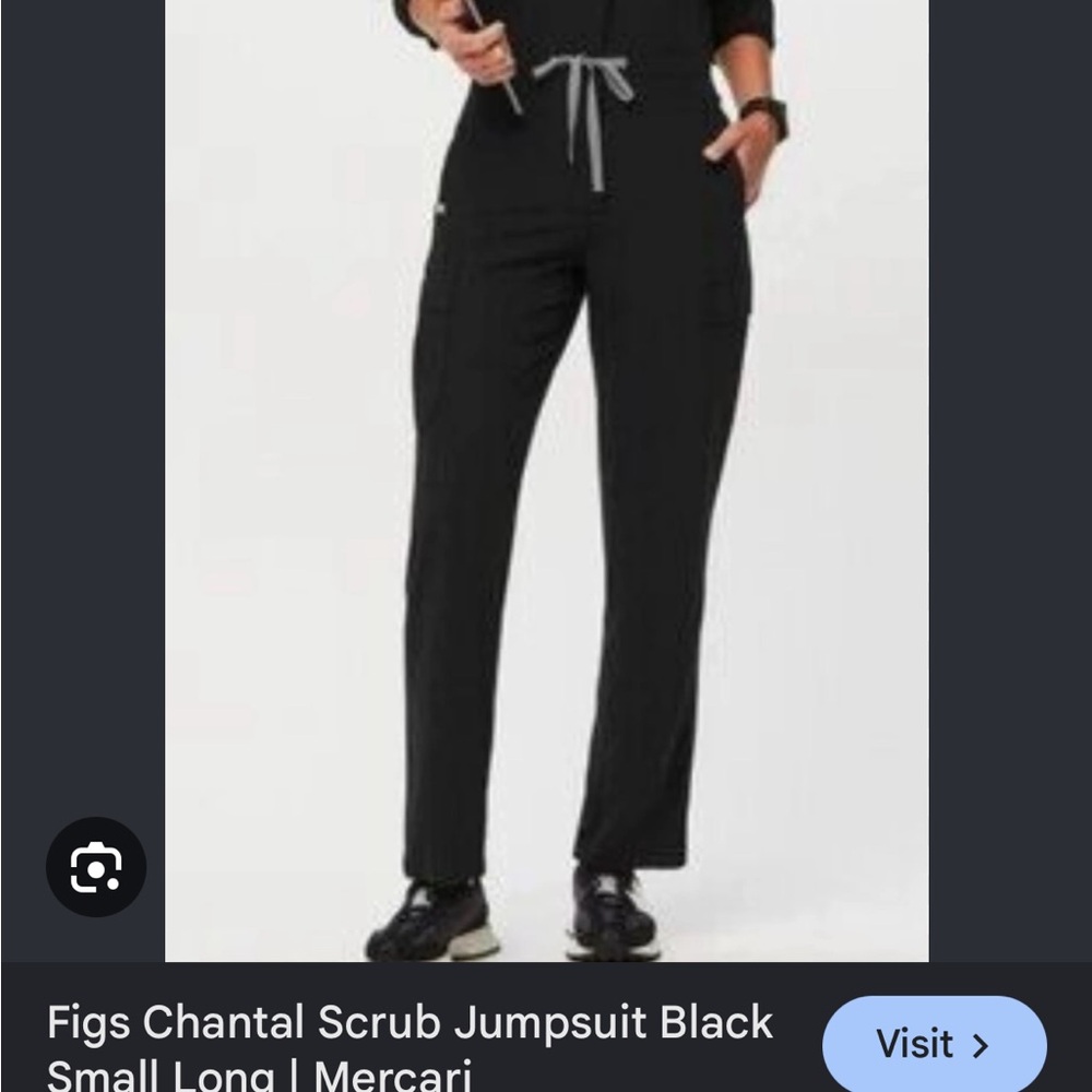 Figs Black Chantal cargo Jumpsuit with Gray Drawstring black